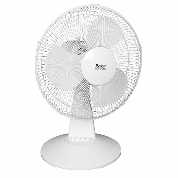 Best Comfort 12 In. 3-Speed White Oscillating Table Fan TF30
